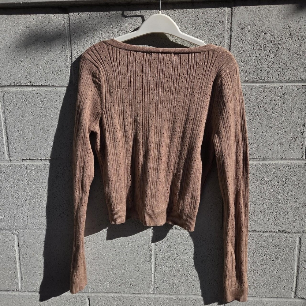 Light Brown Ribbed Cardigan - Picture 2 of 3